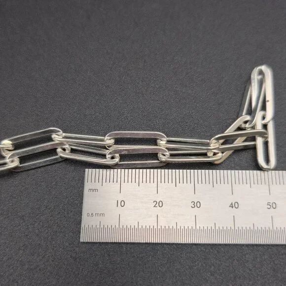 18" Sterling Silver Paperclip Chain Unisex Necklace A7174 - Picture 7 of 8